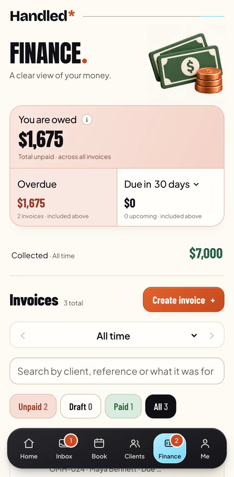 Finance: what you're owed, overdue and collected