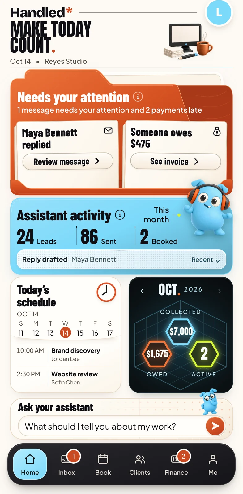 Handled's Home screen
